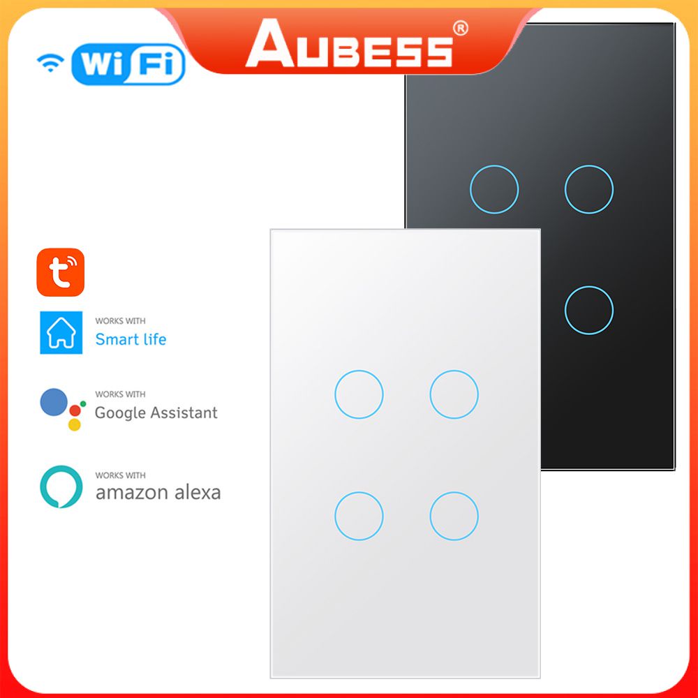 Công TắC ChạM ĐèN CảM ỨNg Wifi Thông Minh Không Dây 1 / 2 / 3 / 4gang TUYA Cho Alexa Và Google KèM Phụ KiệN