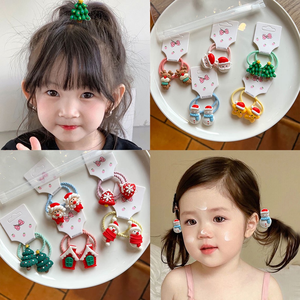 Set 5 Băng Đô Cài Tóc Co Giãn Hình Tuần Lộc Giáng Sinh Dễ Thương Cho Bé Gái