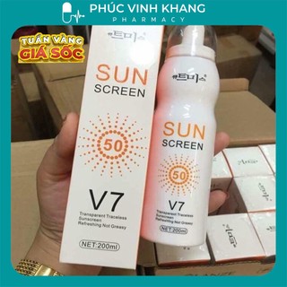 Xịt chống nắng Sun Screen V7 chính hãng SPF 50+ trắng da toàn thân Hàn Quốc