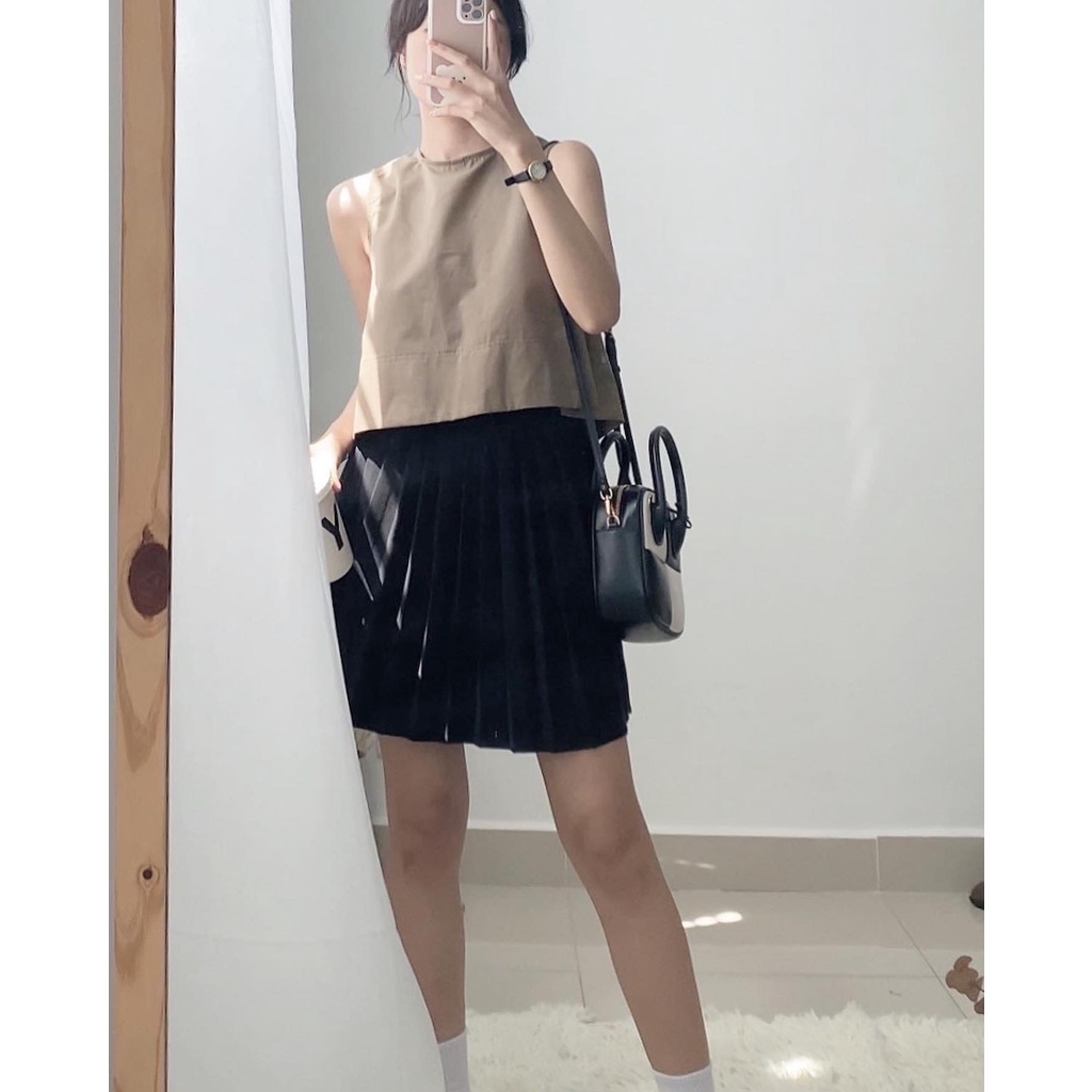 Áo kiểu croptop hở lưng thắt dây nơ cực hot , chất kaki dày dặn - immin.h