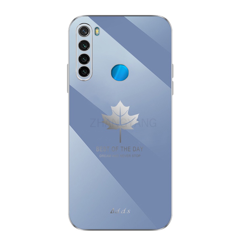 Ốp Điện Thoại Silicon TPU Mạ Điện Họa Tiết Lá Phong Kèm Dây Đeo Cho Redmi note 8