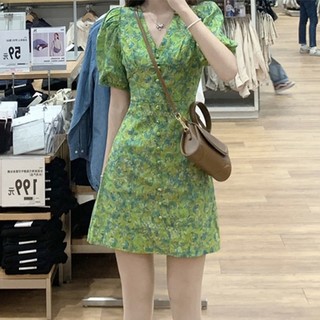 (Sẵn 2XL, có ảnh thật) Váy voan hoa cổ chữ V