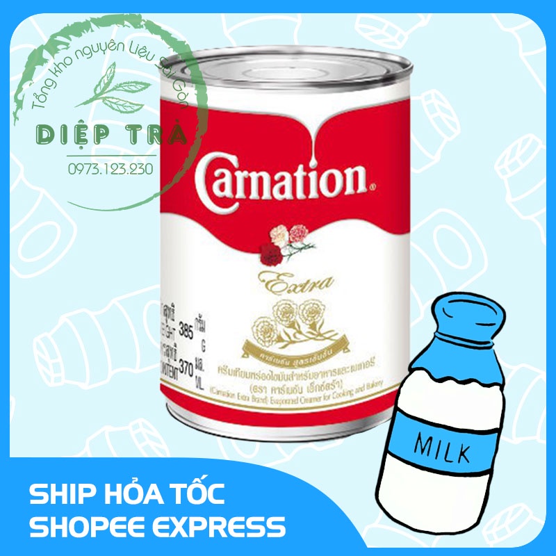 SỮA NGẬY Thái Lan CARNATION 385g  - Pha matcha/Socola/Trà sữa rất mịn, ngậy,thơm