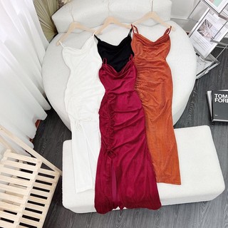 Đầm Dây Cổ Đỗ Rút Dây