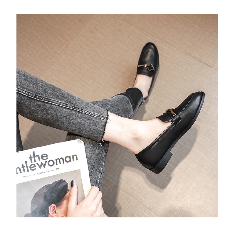 Giày Lười Da Đế Dày Mềm Mại Phong Cách Anh Quốc Cổ Điển Thời Trang 2020 Cho Nữ