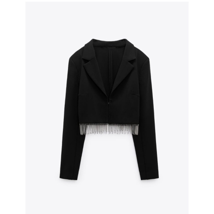 Bộ Áo Cổ Chữ V + Chân Váy Tua Rua Lấp Lánh Thời Trang Zara 20228657707 8658707