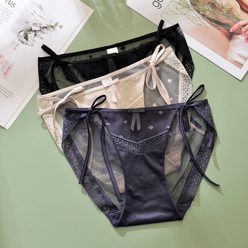 Quần lót nữ Embra ren buộc dây sườn lụa mềm mịn hàng cao cấp EBQL49
