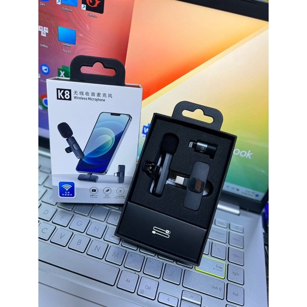 Mic thu âm không dây K8 hỗ trợ live, quay video, ghi âm  thích hợp nhiều loại máy