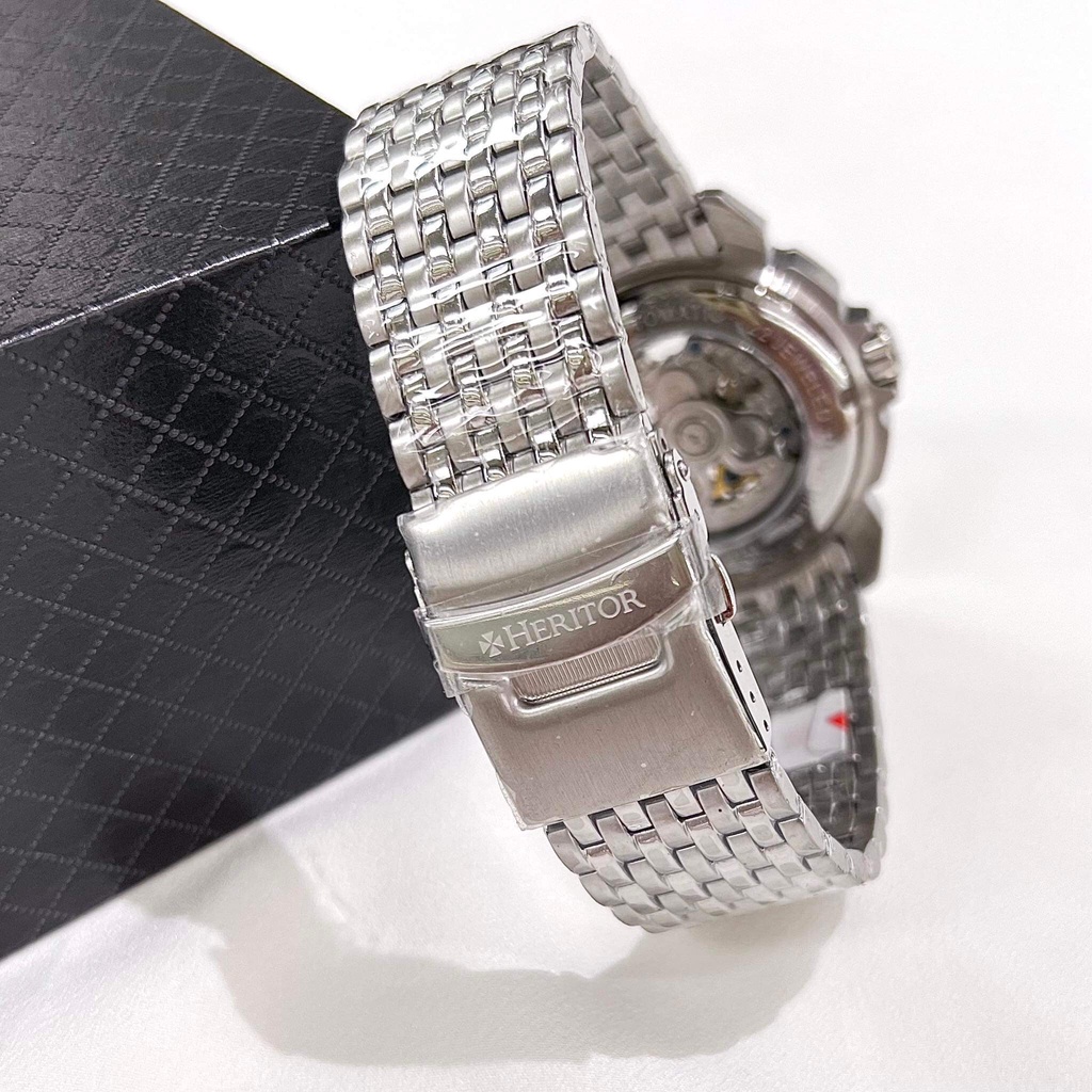 ĐỒNG HỒ NAM HERITOR AUTOMATIC CONRAD SKELETON BRACELET WATCH SILVER