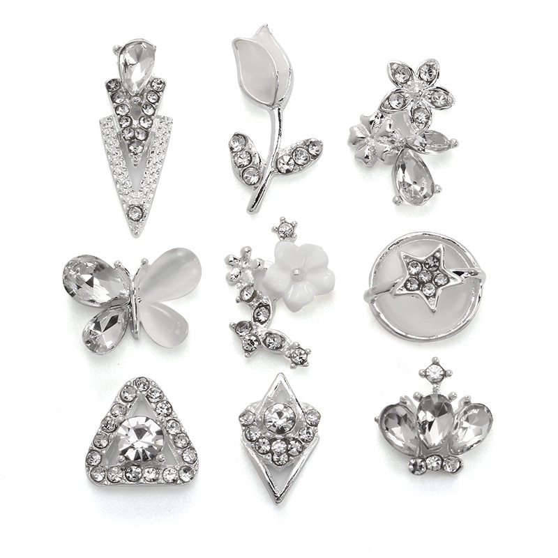 Phụ Kiện Trang Trí Móng Tay Bằng Hợp Kim Phối Đá Opal Thời Trang DIY