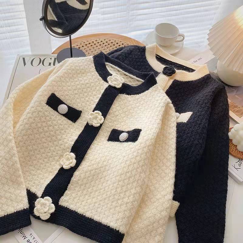 Áo Khoác Cardigan Dệt Kim Tay Dài Phong Cách Chanel Thời Trang Xuân Thu 2022 Dành Cho Nữ