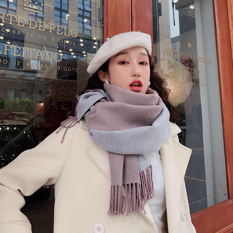 KHĂN CHOÀNG CASHMERE LÔNG CỪU MÀU TRƠN 2 MẶT SIÊU TO GIỮ ẤM NGÀY ĐÔNG