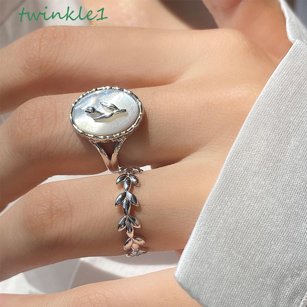 Nhẫn Hở Hình Vỏ Sò Bằng Kim Loại Phong Cách Vintage Đơn Giản Cho Nữ