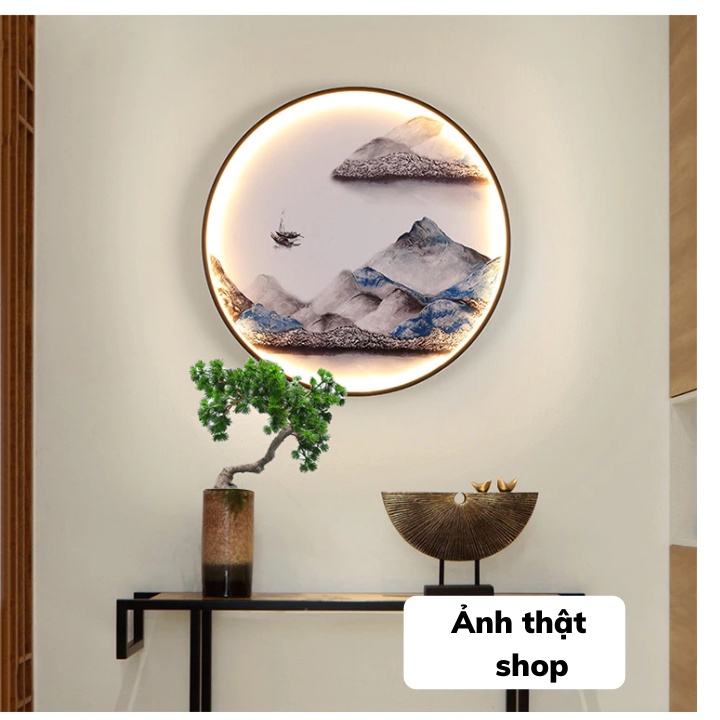 Đèn tranh led tròn 3D cao cấp, đèn tường, đèn trang trí
