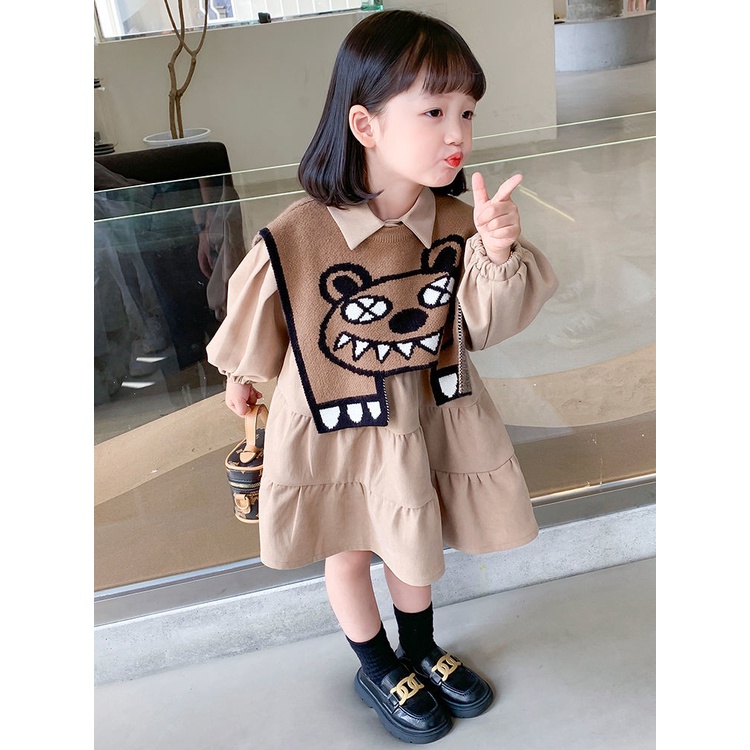 Girls' Autumn Dresses Girls' Children's Two-piece Suit Skirts Baby Girls' Autumn Dresses Western Style Fashionable Princess Dresses