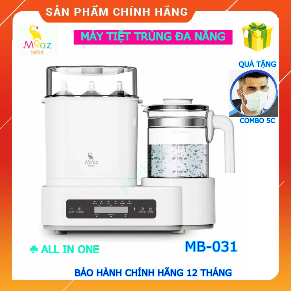 (HỎATỐC) Máy đa năng tiệt trùng sấy khô đun nước cho bé MOAZ BÉBÉ MB-031 khử CLO, giữ nhiệt, hâm sữa, hầm chè, chưng yến