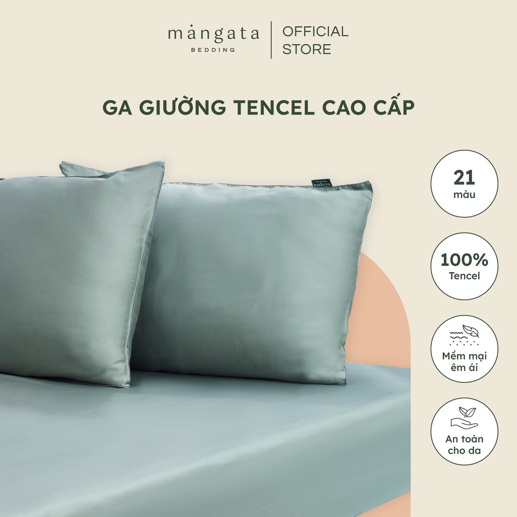 01 Ga giường lụa Tencel 60s cao cấp 21 màu trơn bo thun MANGATA BEDDING, drap trải nệm đủ size mềm mịn mát êm ái