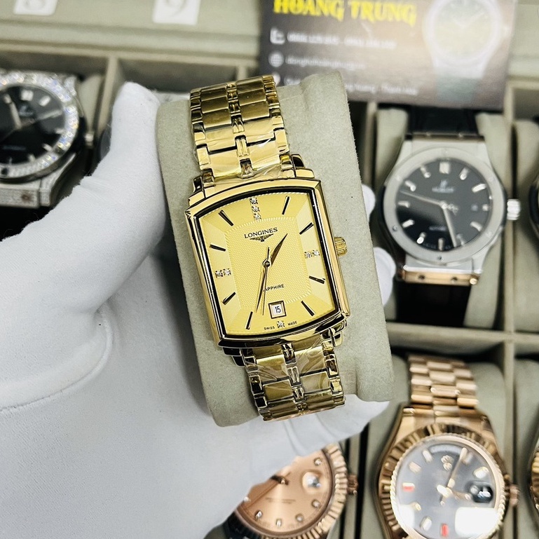 Đồng Hồ Nam Longine01 Mặt Vuông Cao cấp, Kính sapphire, không phải hàng rẻ pin kim trôi