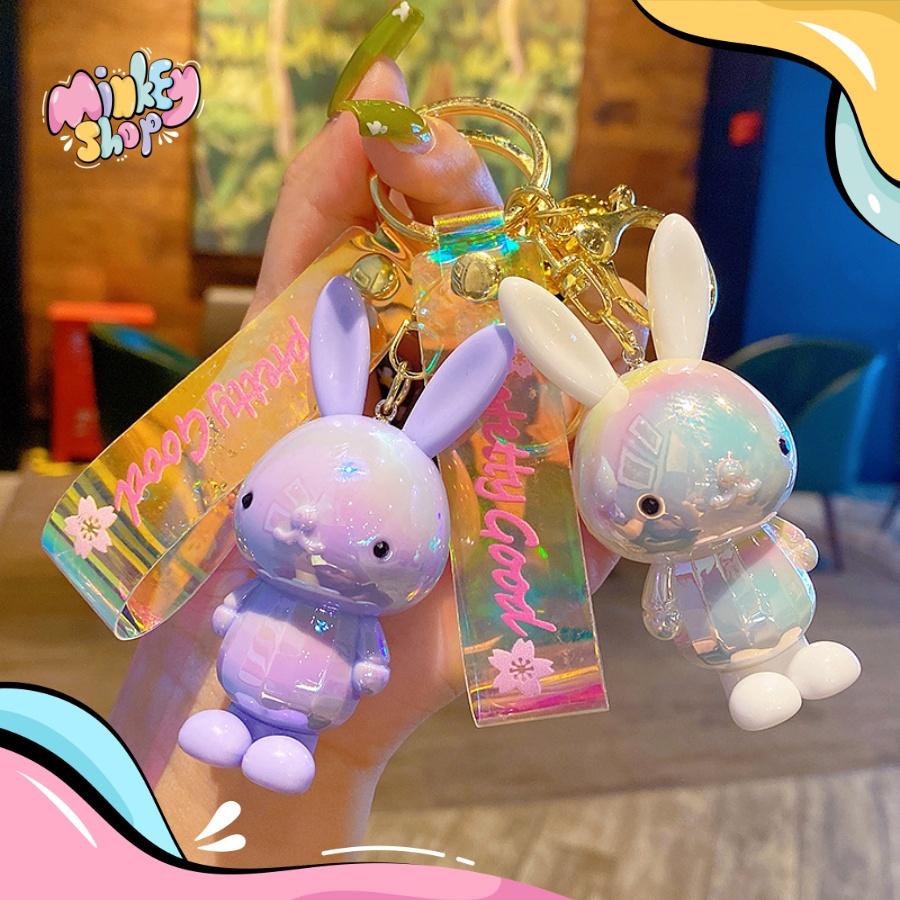 Móc Khoá Tượng Thỏ Pha Lê Pretty Đáng Yêu Nhiều Màu Dễ Thương Phụ Kiện Túi Xách, Balo, Cặp Xách -Minkey