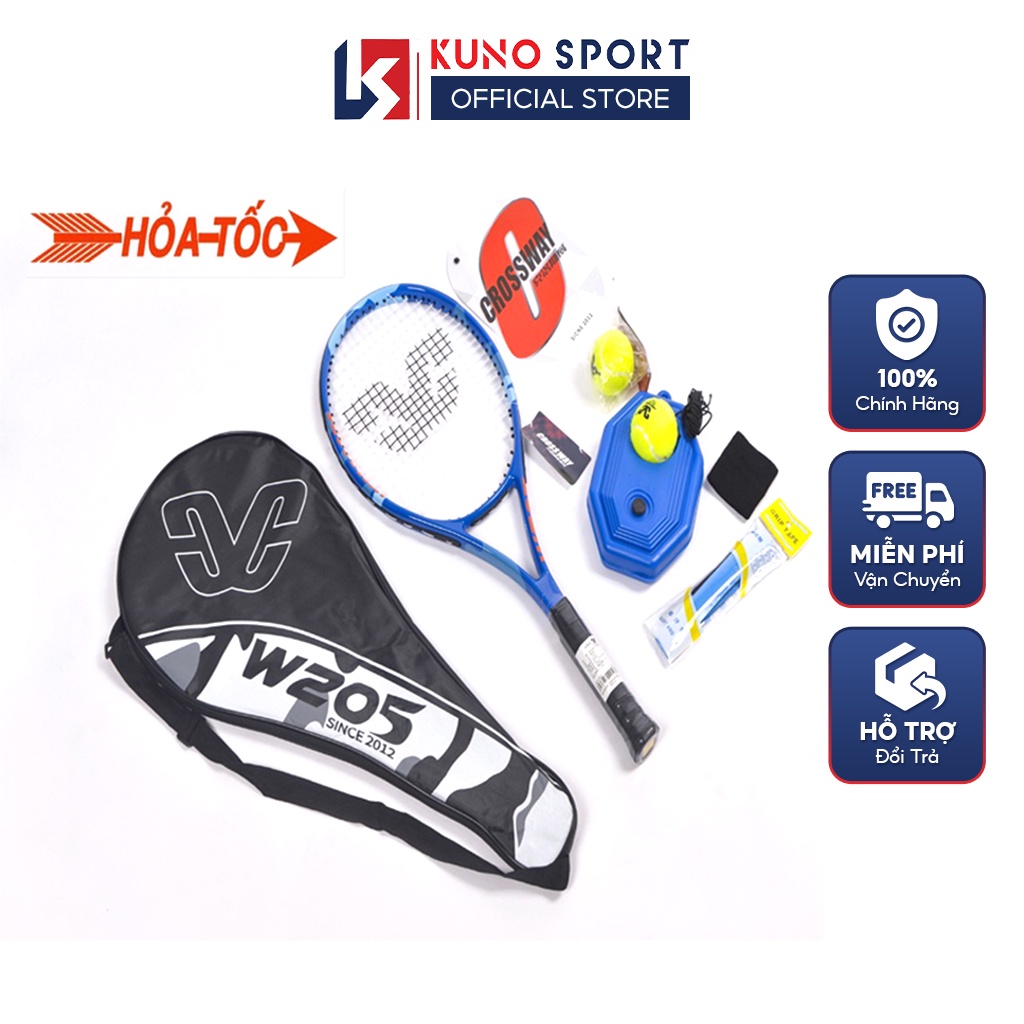 Vợt Tennis CROSSWAY W205 Sợi Carbon Cao Cấp Tặng Kèm Bộ Đế Và Bóng Tập Luyện