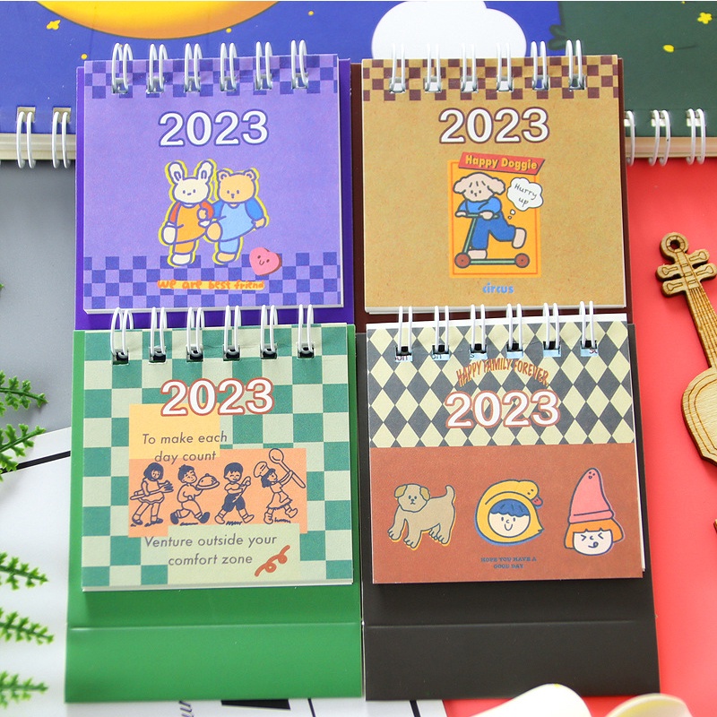 1 Lịch Để Bàn Mini 2023 65 * 70mm Hình Hoạt Hình Đáng Yêu, Kích Thước 2023