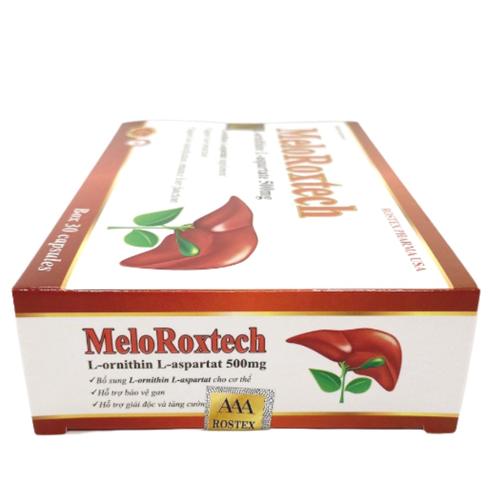 Bổ gan  Meloroxtech L-ornithine L-aspartat 500mg hạ men gan, giải độc gan - 30 viên