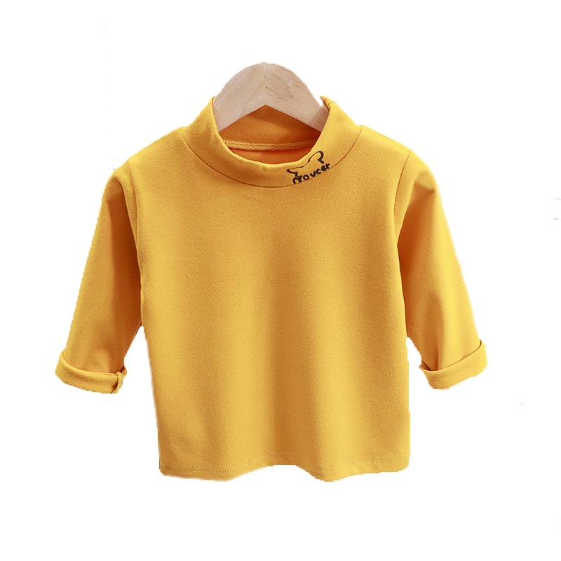 73-150cm Áo đơn cho trẻ em Áo nhung nhung co giãn ấm áp Quần áo bé trai bé gái Áo sơ mi đáy cổ cao dài tay cho bé