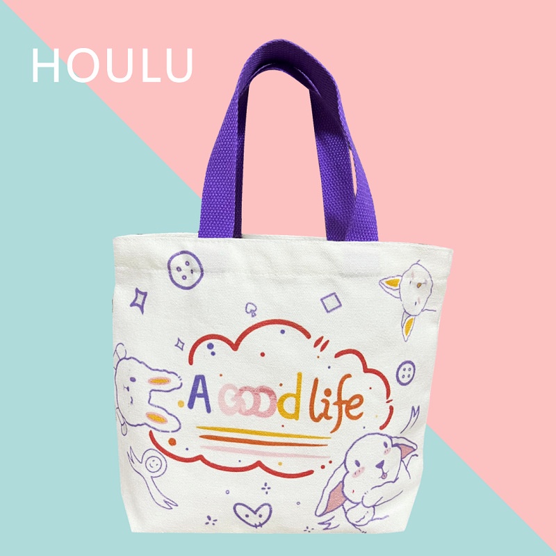 Túi Vải Canvas Vuông Nhỏ Xinh In Họa Tiết Động Vật Hoạt Hình Đáng Yêu Thời Trang 2022