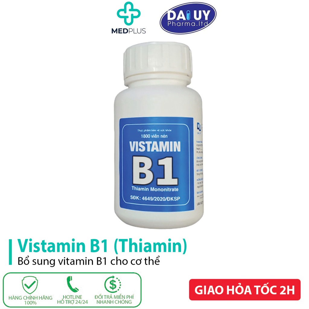 VITAMIN B1 - Hỗ trợ ăn ngon, ngủ ngon, làm đẹp, đắp mặt , tắm trắng, gội đầu kích mọc tóc (1800 viên)