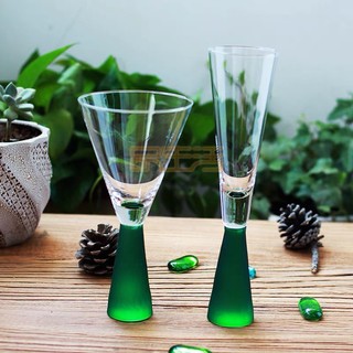Ly thủy tinh cao cấp rượu vang, sâm panh hiện đại, sang trọng, ly xanh độc lạ