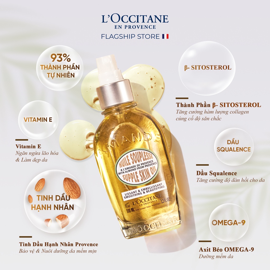 Dầu Chống Rạn Da Hạnh Nhân L'Occitane Almond Supple Skin Oil 100ml