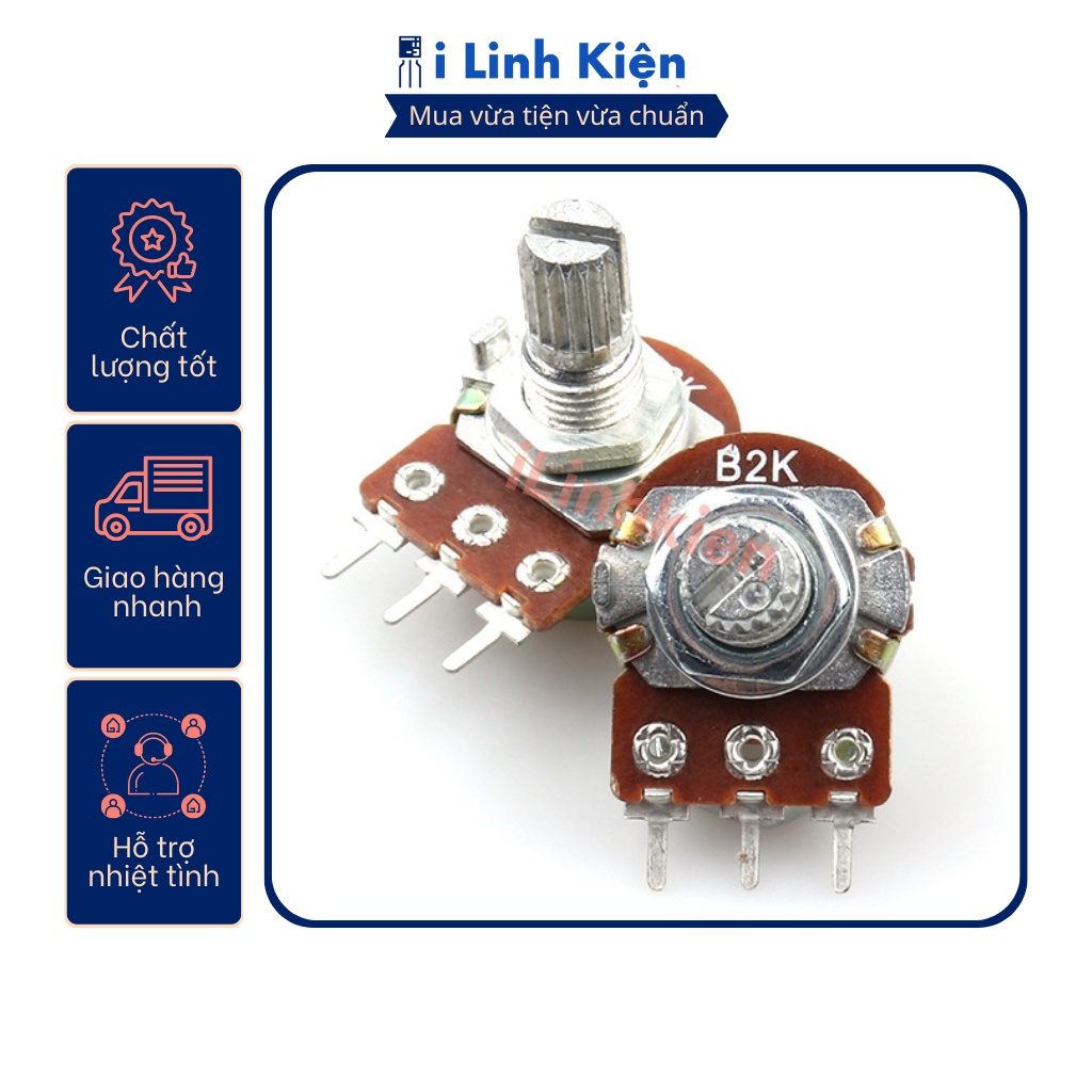 Chiết áp đơn WH148 1K/2K/5K/10K/20K/50K/100K/250K/500K 15mm chất lượng tốt.