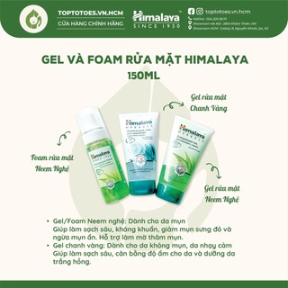 Gel rửa mặt Himalaya Lá Neem ngừa, giảm mụn/Chanh vàng dưỡng trắng da