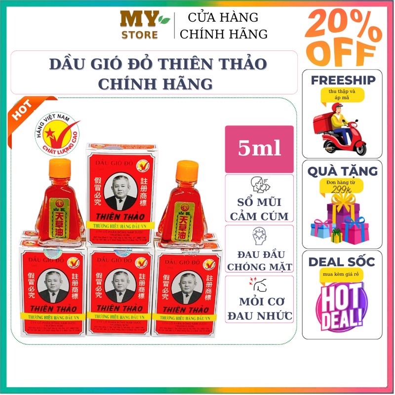 (Chính Hãng) Dầu Gió Đỏ Thiên Thảo 5ml