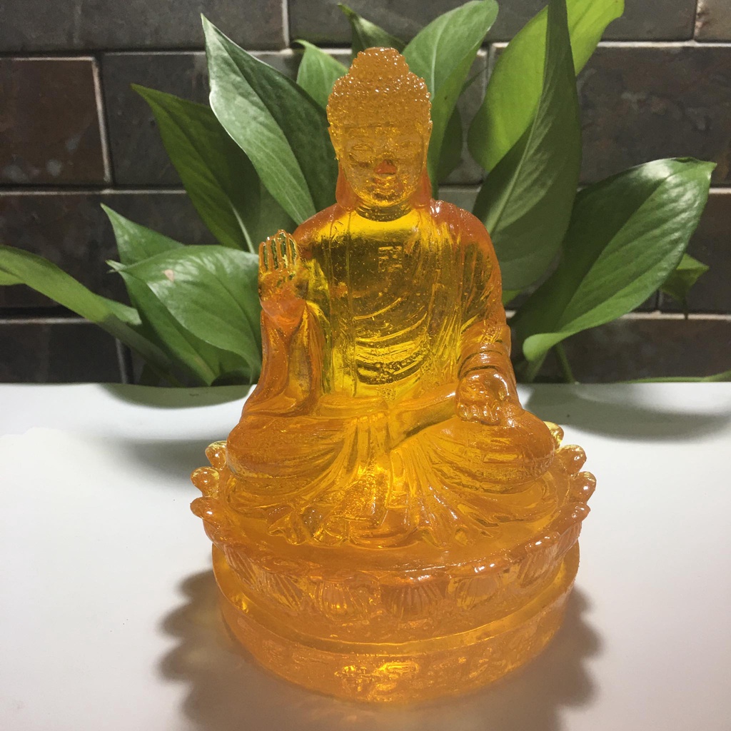 Tượng phật a di đà cao 15 cm màu vàng mang bình an