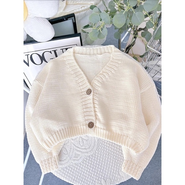 Áo len cardigan nữ trơn dáng ngắn hình shop tự chụp 100% | BigBuy360 - bigbuy360.vn