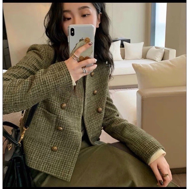Áo Khoác Dạ Khuy Đồng 2 Màu , Áo Dạ Tweed Hàng 2 Lớp Có Ảnh Thật Kèm Video