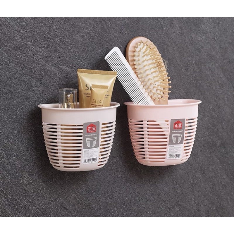 Giỏ treo đồ mini hít chân không dán tường cắm bàn chải cắm bút trang trí decor nhà cửa phòng tắm nhà bếp đẹp