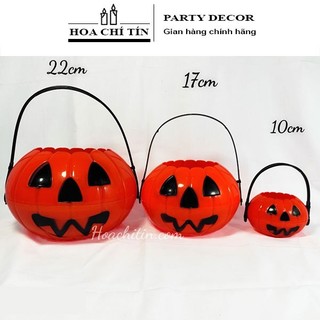 Giỏ Bí Ngô xin kẹo cho bé Tặng kèm Đèn trang trí tiêc Halloween