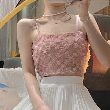 Áo kèm mút ngực BRA CROPTOP hoa ren xinh xắn A11