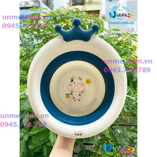 Chậu tắm cho bé-Chậu gập gọn Unmei hình vương miện cho bé-kích thướt 30x30cm