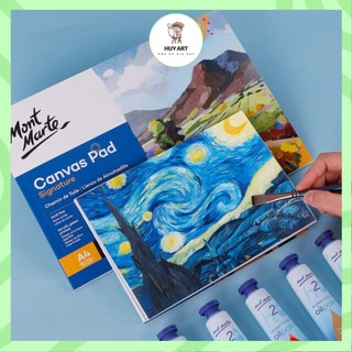 Tập sổ toan Canvas vẽ màu Acrylic, sơn dầu 10 sheet Mont Marte A3/A4/A5 - 10 tờ toan - Hoạ cụ Gia Huy