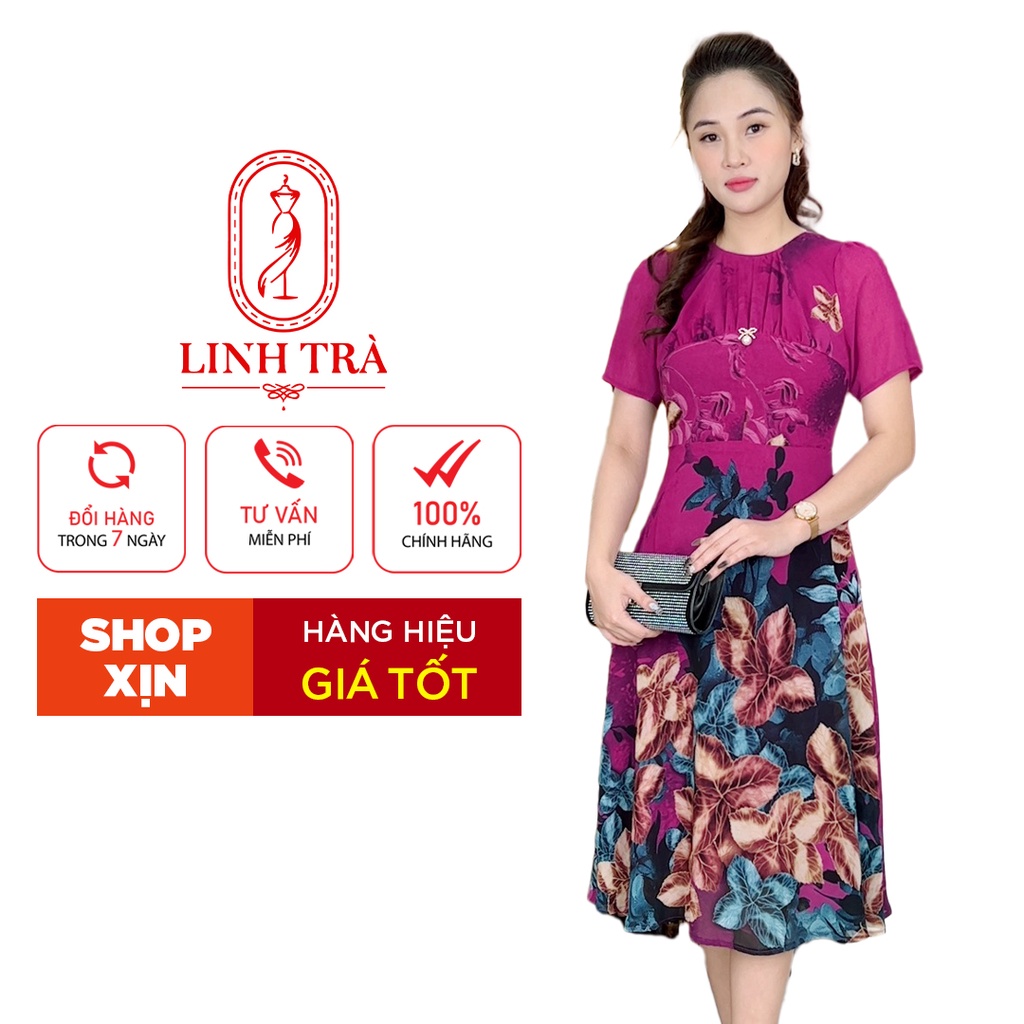 (TM 971) Bigsize Màu Sắc Trẻ Trung Tươi Sáng Họa Tiết Sang Trọng Đi Làm Đi Tiệc Cho Mẹ U50