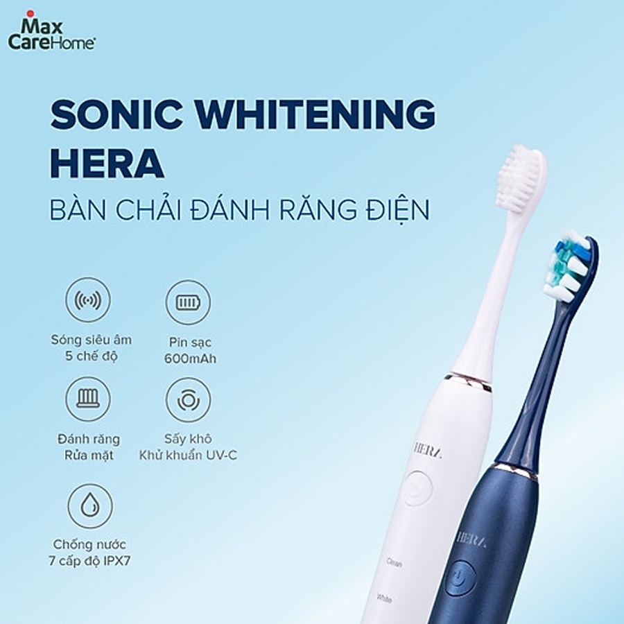 Bàn Chải Điện Sóng Siêu Âm Tích Hợp Sấy Khô & Khử Khuẩn Maxcare Hera Whitening | Thương Hiệu Nhật Bản - Bảo Hành 1 Năm