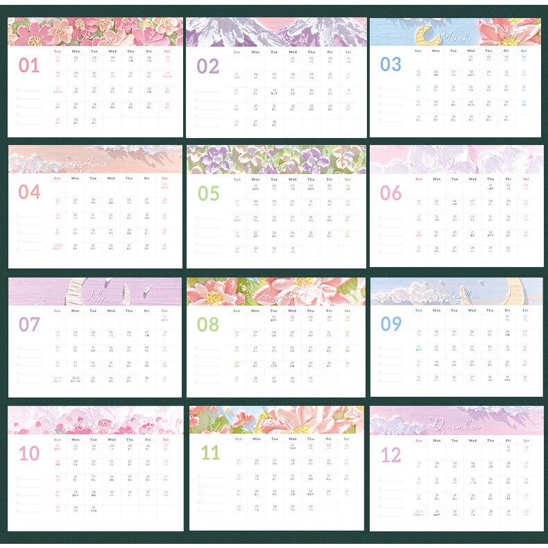 Lịch để bàn 2023 INFEEL.ME họa tiết tranh sơn dầu phù hợp cho học sinh và nhân viên