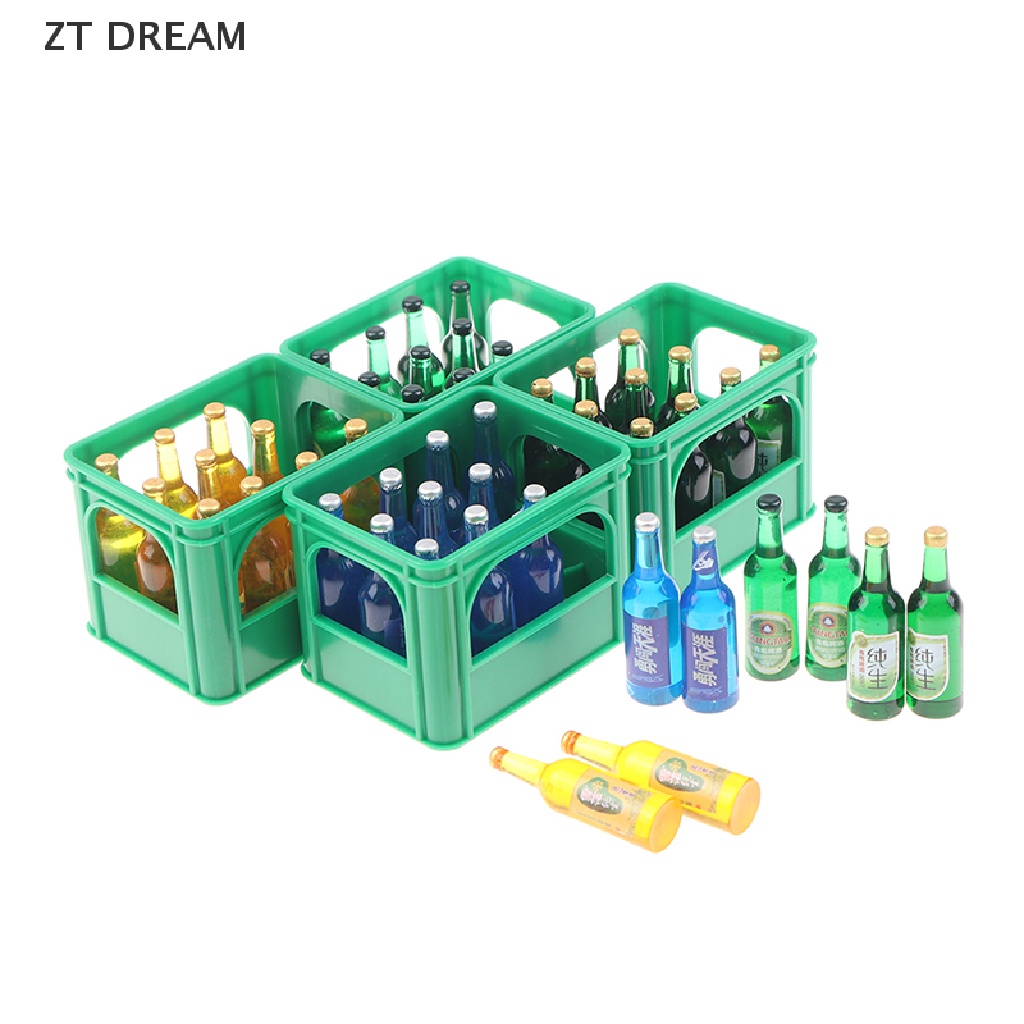 1 Bộ Mô Hình Chai Bia Mini 1: 12 Có Giỏ Đựng Trang Trí Nhà Búp Bê 07