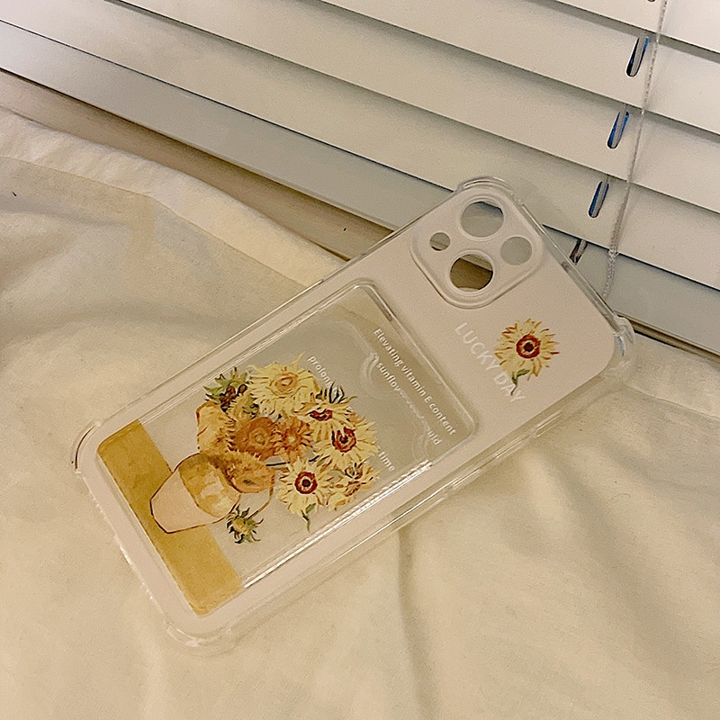 Ốp lưng iphone trong túi đựng thẻ hoa hướng dương 6/s/plus/splus/7/7plus/8/8plus/xs/11/12/13/14/pro/max/plus/promax TT21