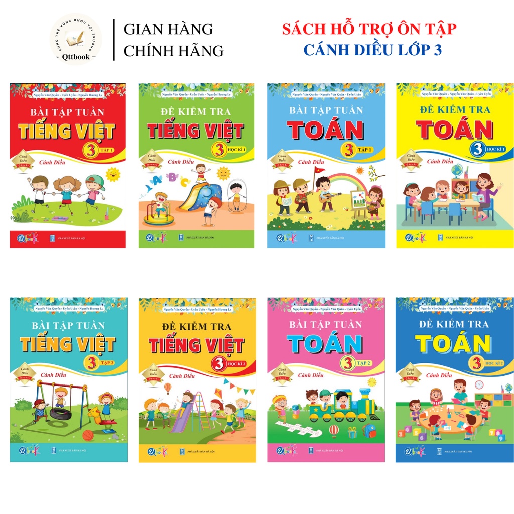 - (Bộ 8 quyển ): bài tập tuần và đề kiểm tra toán , tiếng việt 3 học kì 1 , học kì 2