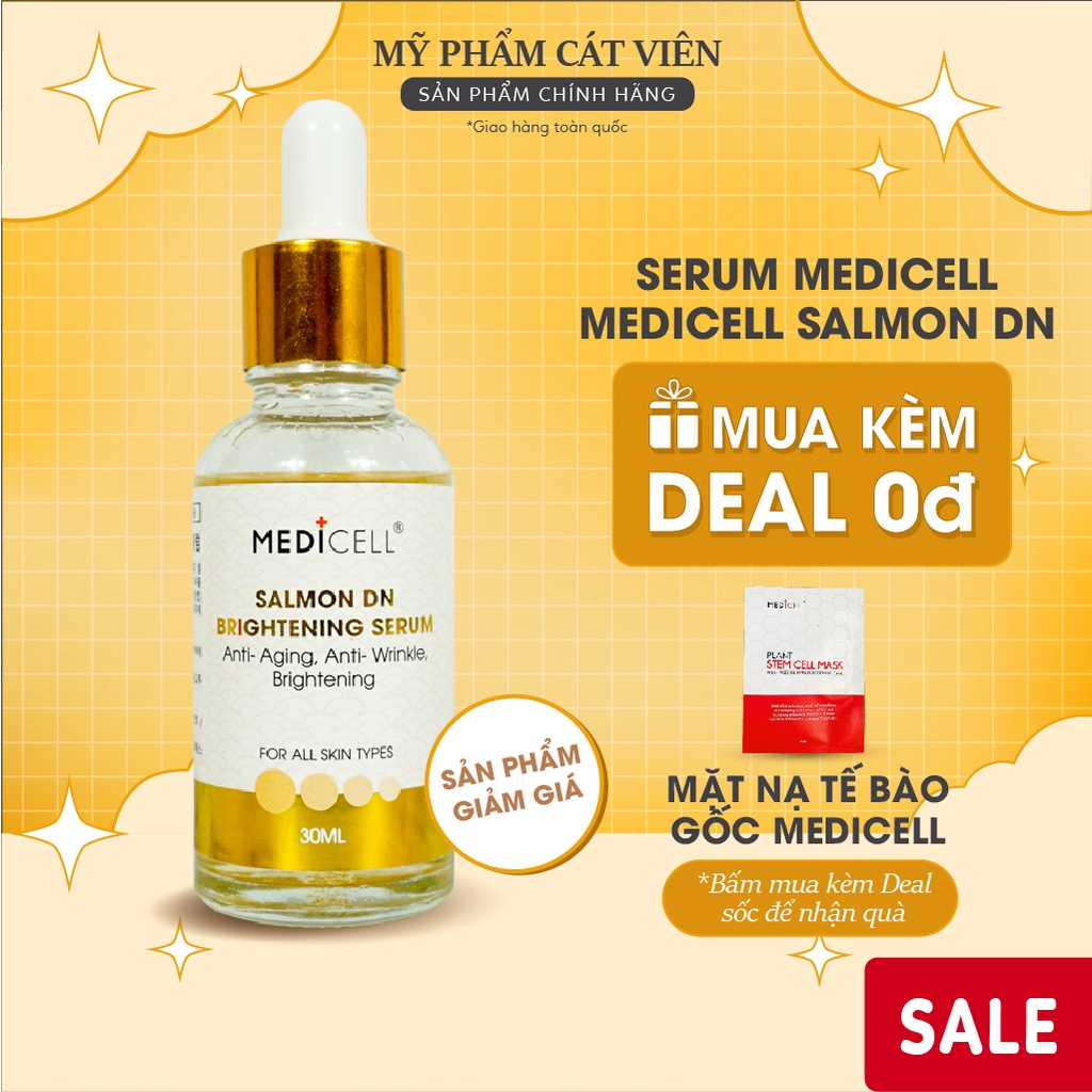 Serum dưỡng da cá hồi Medicell, dưỡng trắng, kiềm dầu giảm mụn, se khít lỗ chân lông, Salmon DN Brightening