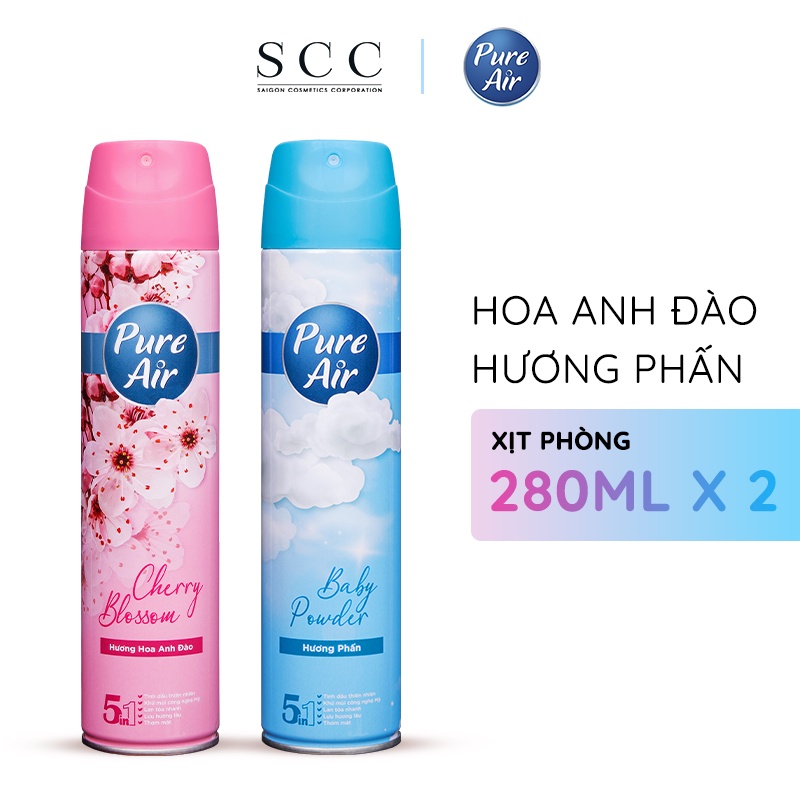 [10.10 - ĐƠN 249K NHẬN QUÀ 0Đ] Combo 2 chai xịt phòng nước hoa Pure Air 280ml/chai